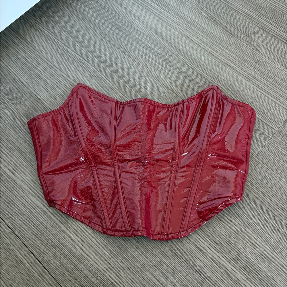 Mistress Rocks red leather corset top